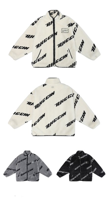 画像14: logo illustration zip up fleece jacket blouson  ユニセックス 男女兼用ロゴスタンドカラージップアップフリース ジャケットブルゾンスタジアムジャンパー ジャケット  スタジャン (14)