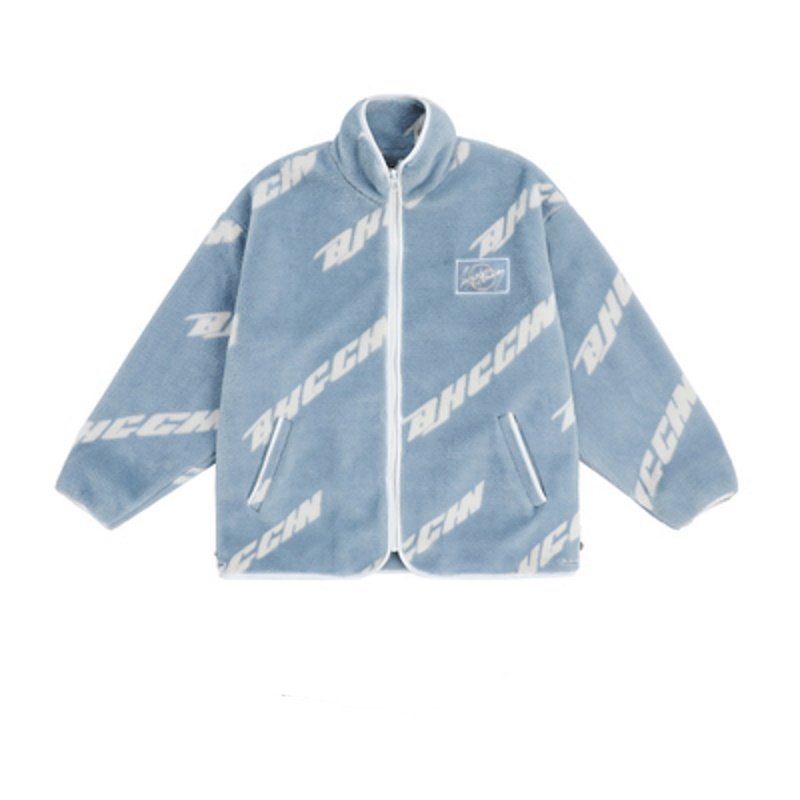 画像4: logo illustration zip up fleece jacket blouson  ユニセックス 男女兼用ロゴスタンドカラージップアップフリース ジャケットブルゾンスタジアムジャンパー ジャケット  スタジャン (4)