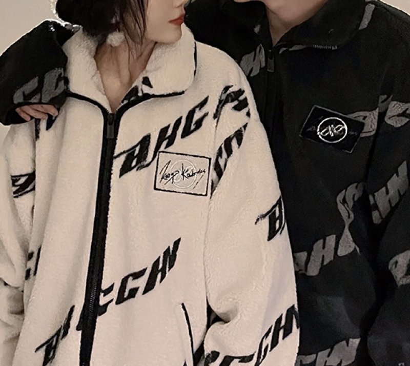 画像16: logo illustration zip up fleece jacket blouson  ユニセックス 男女兼用ロゴスタンドカラージップアップフリース ジャケットブルゾンスタジアムジャンパー ジャケット  スタジャン (16)