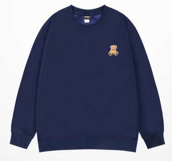 画像1: One point bear round neck sweatshirt　 ユニセックス 男女兼用 ワンポイントクマウェット トレーナー  (1)