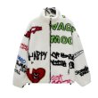 画像1: hip hop graphic zip up fleece jacket blouson  ユニセックス 男女兼用ヒップホップグラフィックジップアップフリース ジャケットブルゾンスタジアムジャンパー ジャケット  スタジャン (1)