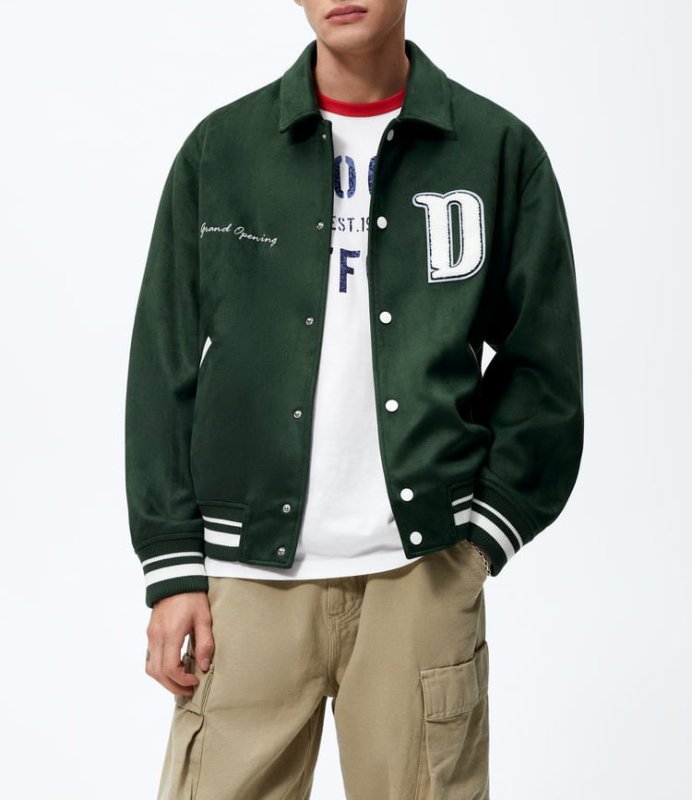 画像3: patchwork stitching bomber jacket embroidery baseball uniform jacket blouson ユニセッ クス男女兼用パッチワーク ステッチ刺繍ジャケットスタジアムジャンパー スタジャン ジャケットブルゾン (3)