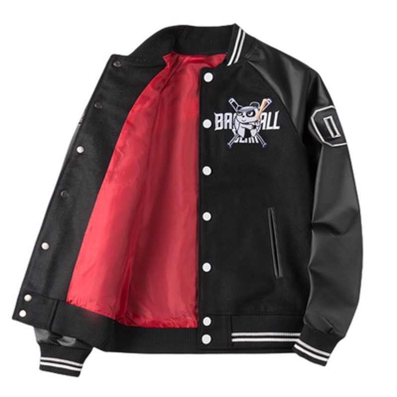 画像4: Panda baseball New York logo embroidery jacket embroidery baseball uniform jacket blouson ユニセッ クス男女兼用パンダ野球ニューヨークロゴ刺繍ジャケットスタジアムジャンパー スタジャン ジャケットブルゾン (4)