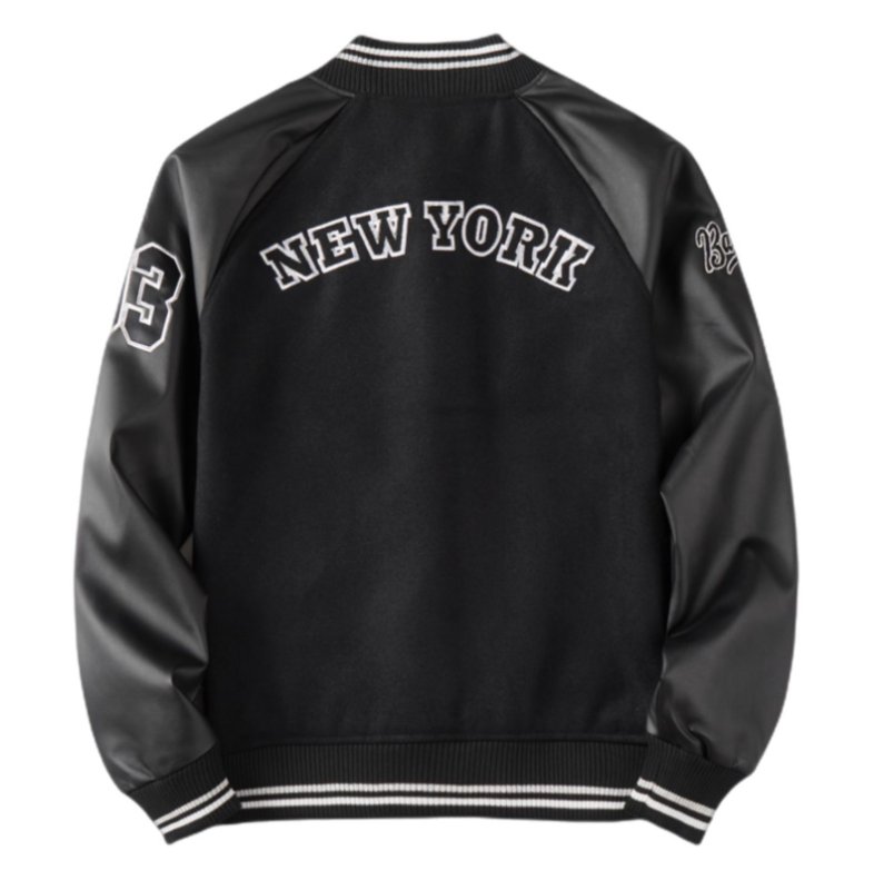 画像2: Panda baseball New York logo embroidery jacket embroidery baseball uniform jacket blouson ユニセッ クス男女兼用パンダ野球ニューヨークロゴ刺繍ジャケットスタジアムジャンパー スタジャン ジャケットブルゾン (2)