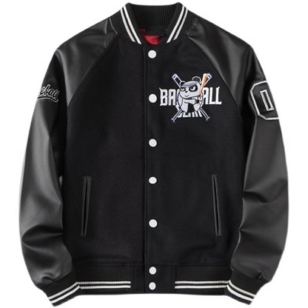 画像1: Panda baseball New York logo embroidery jacket embroidery baseball uniform jacket blouson　ユニセッ クス男女兼用パンダ野球ニューヨークロゴ刺繍ジャケットスタジアムジャンパー スタジャン ジャケットブルゾン (1)