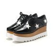 画像2: Women's Leather platform lace-up Star Elyse shoes  即納本革 プラットフォーム 厚底 レースアップ エリスシューズ　スニーカー スリッポン 星 スター (2)