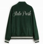 画像2: patchwork stitching bomber jacket embroidery baseball uniform jacket blouson　ユニセッ クス男女兼用パッチワーク ステッチ刺繍ジャケットスタジアムジャンパー スタジャン ジャケットブルゾン (2)