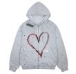画像1: Ink Splattered Hand Painted Heart Sweater Jacket hoodie sweatshirt ユニセックス 男女兼用  ハンドペイントハートスウェット フーディー パーカー  (1)