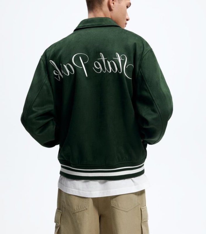 画像4: patchwork stitching bomber jacket embroidery baseball uniform jacket blouson ユニセッ クス男女兼用パッチワーク ステッチ刺繍ジャケットスタジアムジャンパー スタジャン ジャケットブルゾン (4)