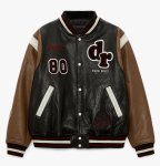 画像2: stag beetle embroidery leather jacket embroidery baseball uniform jacket blouson　ユニセッ クス男女兼用ビートルクワガタ刺繍ジャケットスタジアムジャンパー スタジャン ジャケットブルゾン (2)