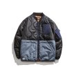 画像2: Quilted down bi-color amy stitch jacket coat blouson　ユニセッ クス男女兼用キルティングダウンバイカラーアミーステッチ ジャケットジャケットスタジアムジャンパー スタジャン ジャケットブルゾン (2)