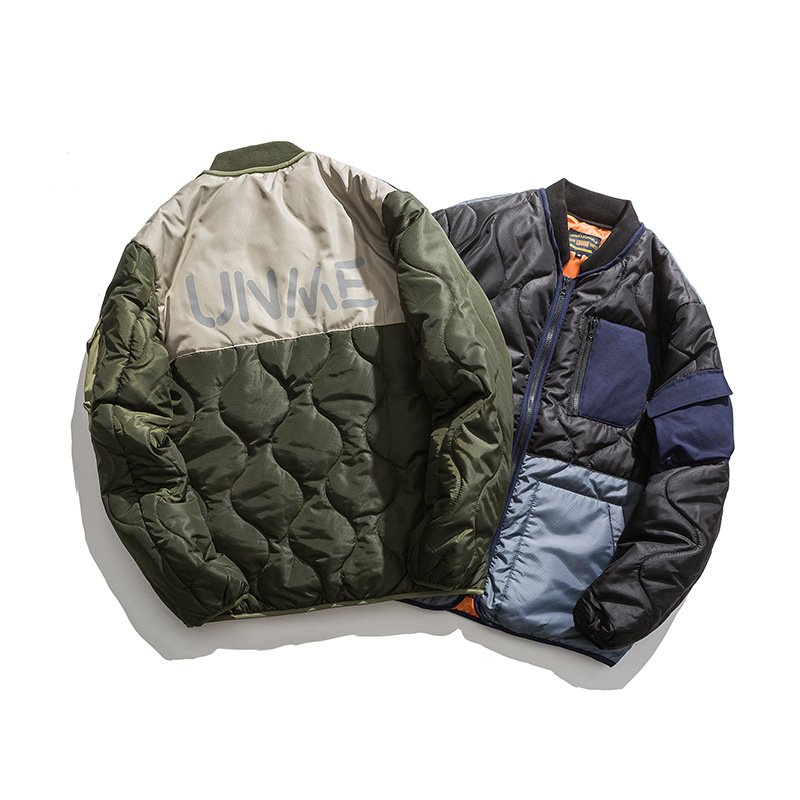 画像7: Quilted down bi-color amy stitch jacket coat blouson ユニセッ クス男女兼用キルティングダウンバイカラーアミーステッチ ジャケットジャケットスタジアムジャンパー スタジャン ジャケットブルゾン (7)