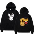 画像1: bad bunny hoodie sweater  ユニセックス 男女兼用 バッドラビット ウサギプリント フーディスウェットパーカー (1)