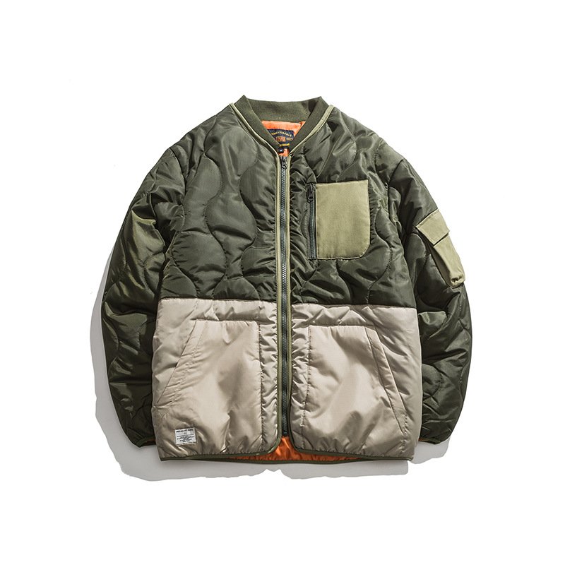 画像6: Quilted down bi-color amy stitch jacket coat blouson ユニセッ クス男女兼用キルティングダウンバイカラーアミーステッチ ジャケットジャケットスタジアムジャンパー スタジャン ジャケットブルゾン (6)