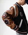 画像6: stag beetle embroidery leather jacket embroidery baseball uniform jacket blouson　ユニセッ クス男女兼用ビートルクワガタ刺繍ジャケットスタジアムジャンパー スタジャン ジャケットブルゾン (6)