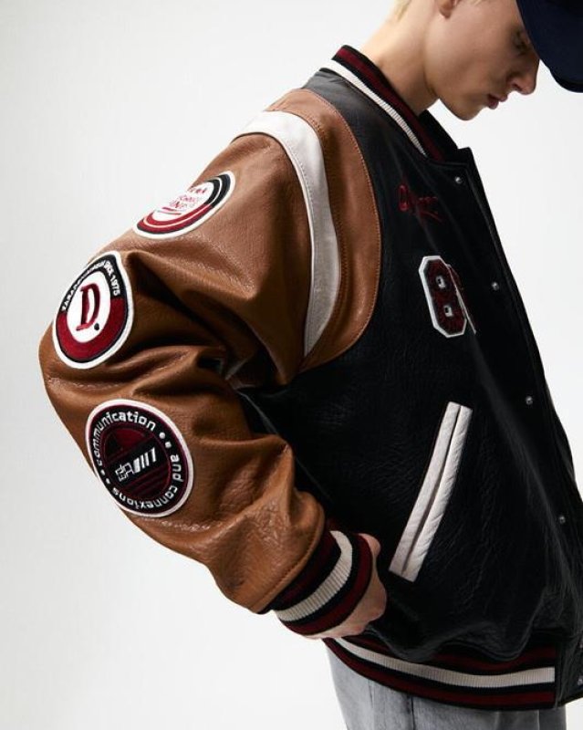 画像6: stag beetle embroidery leather jacket embroidery baseball uniform jacket blouson ユニセッ クス男女兼用ビートルクワガタ刺繍ジャケットスタジアムジャンパー スタジャン ジャケットブルゾン (6)