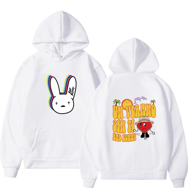 画像2: bad bunny hoodie sweater  ユニセックス 男女兼用 バッドラビット ウサギプリント フーディスウェットパーカー (2)