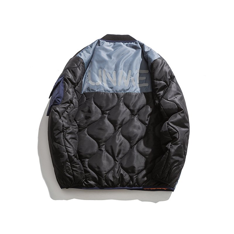 画像4: Quilted down bi-color amy stitch jacket coat blouson ユニセッ クス男女兼用キルティングダウンバイカラーアミーステッチ ジャケットジャケットスタジアムジャンパー スタジャン ジャケットブルゾン (4)