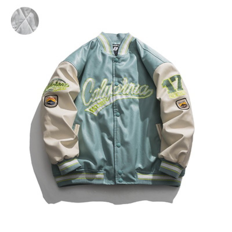 画像6: 22 PU Faux Leather baseball uniform jacket varsity letterman jacket Stadium jumper ユニセックス 男女兼用 フェイクレザー ヴィンテージ風 ユニフォームスタジアムジャンパー ジャケット ブルゾン スタジャン (6)