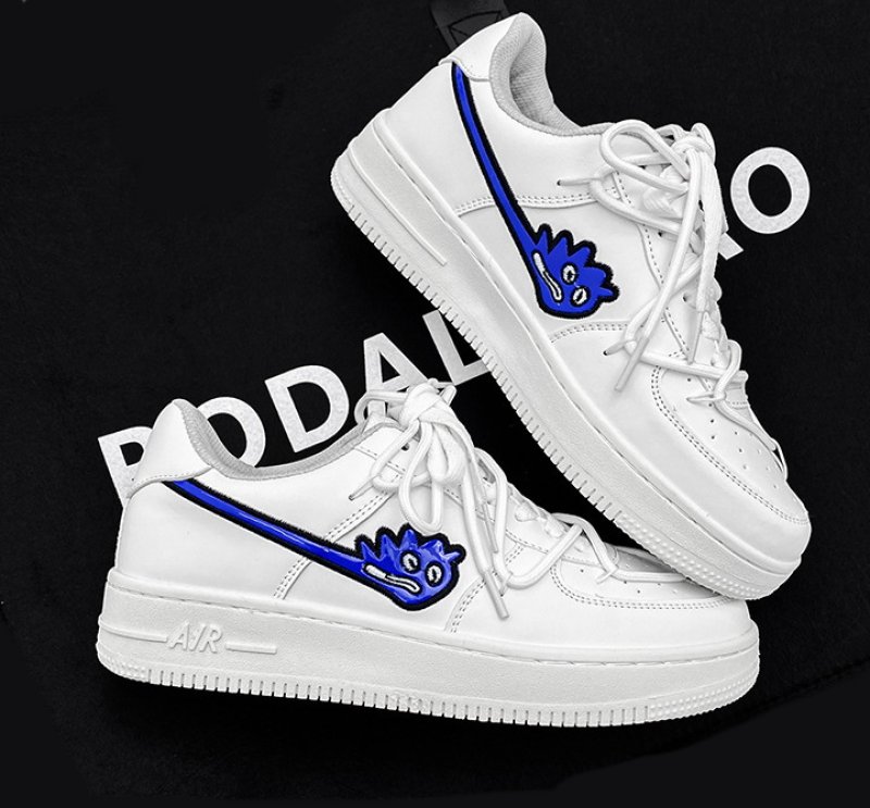 画像6: monster embroidery LACE-UP SNEAKERS  shoes  ユニセックス男女兼用モンスターワンポイント刺繍レザーレースアップスニーカー カジュアル シューズ (6)