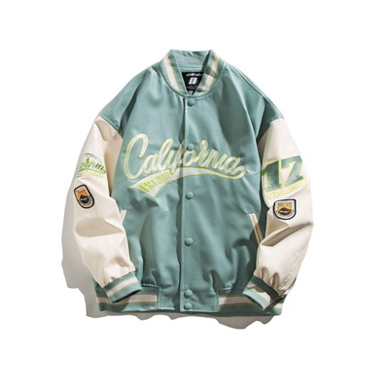 画像4: 22 PU Faux Leather baseball uniform jacket varsity letterman jacket Stadium jumper ユニセックス 男女兼用 フェイクレザー ヴィンテージ風 ユニフォームスタジアムジャンパー ジャケット ブルゾン スタジャン (4)