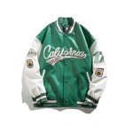 画像1: 22 PU Faux Leather baseball uniform jacket varsity letterman jacket Stadium jumper ユニセックス 男女兼用 フェイクレザー ヴィンテージ風 ユニフォームスタジアムジャンパー ジャケット ブルゾン スタジャン (1)
