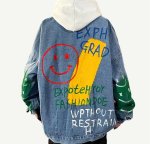 画像2: Smile & Graphic Paint Oversize denim G jacket jumper ユニセックス 男女兼用 オーバーサイズ スマイル＆グラフィックペイント Gジャンスジャケット ブルゾン スタジャン (2)