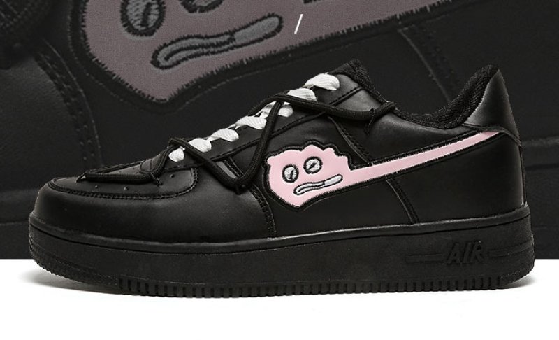 画像5: monster embroidery LACE-UP SNEAKERS  shoes  ユニセックス男女兼用モンスターワンポイント刺繍レザーレースアップスニーカー カジュアル シューズ (5)