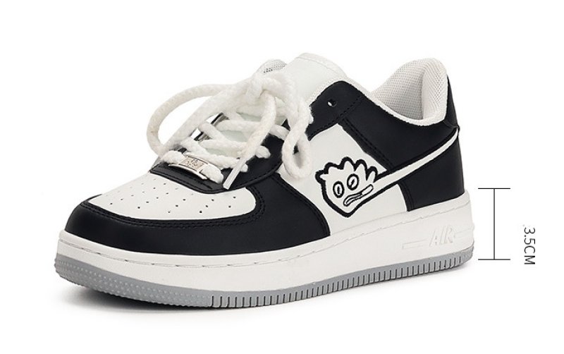 画像6: bi-colormonster embroidery LACE-UP SNEAKERS  shoes  ユニセックス男女兼用バイカラーモンスターワンポイント刺繍レザーレースアップスニーカー カジュアル シューズ (6)
