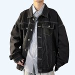 画像3: Smile & Graphic Paint Oversize denim G jacket jumper ユニセックス 男女兼用 オーバーサイズ スマイル＆グラフィックペイント Gジャンスジャケット ブルゾン スタジャン (3)