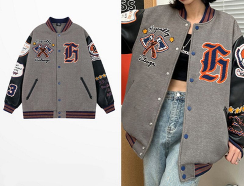 画像3: HEYNELLY heavyweight woolen embroidery baseball uniform jacket blouson ユニセッ クス男女兼用HEYNELLYヴィンテー刺繍ジジャケットスタジアムジャンパー スタジャン ジャケットブルゾン (3)