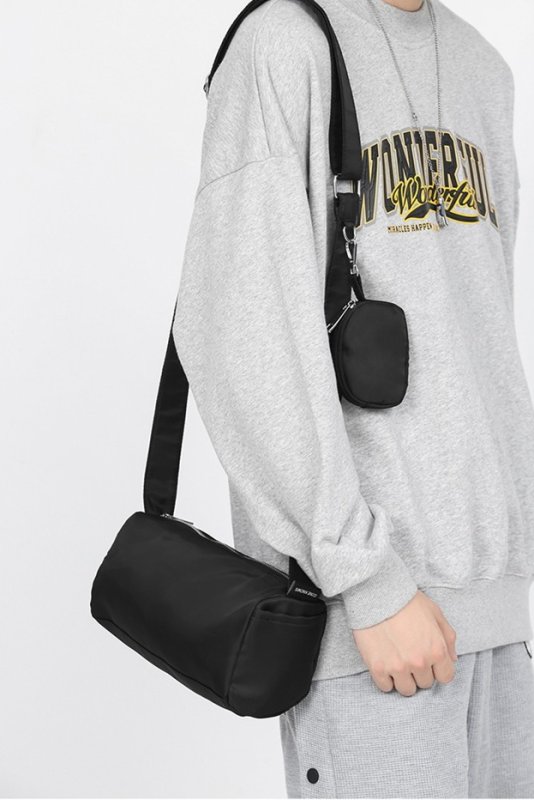 画像8: Square message shoulder bag with small bag hand bag 男女兼用小バッグ付きメッセンジャーショルダーバッグ (8)