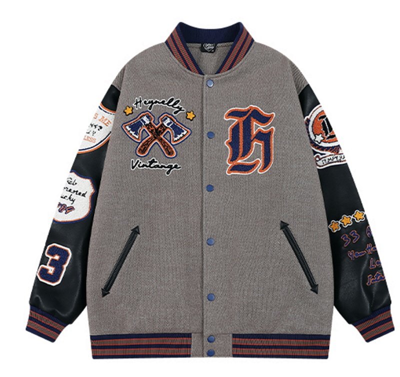 画像2: HEYNELLY heavyweight woolen embroidery baseball uniform jacket blouson ユニセッ クス男女兼用HEYNELLYヴィンテー刺繍ジジャケットスタジアムジャンパー スタジャン ジャケットブルゾン (2)
