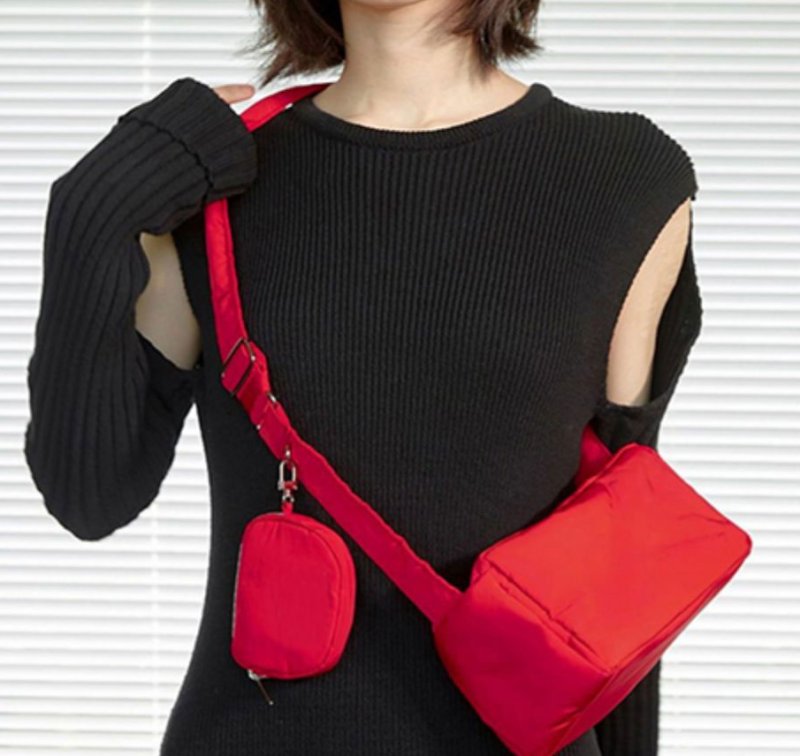 画像6: Square message shoulder bag with small bag hand bag 男女兼用小バッグ付きメッセンジャーショルダーバッグ (6)