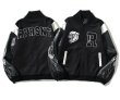 画像1: tiger head embroidery embroidery baseball uniform jacket blouson　ユニセッ クス男女兼用タイガー ヘッド刺繍ジャケットスタジアムジャンパー スタジャン ジャケットブルゾンバイカージャケット (1)