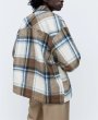 画像2:  contrast plaid shirtJacket coat blouse shirt   チェックラペルシャツ ジャケット ブルゾン (2)