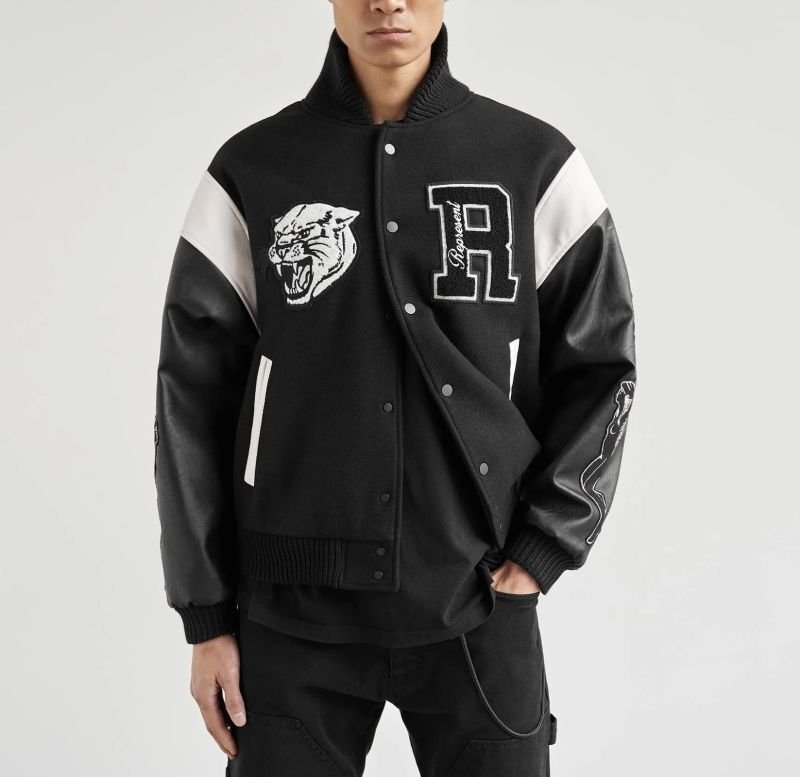 画像4: tiger head embroidery embroidery baseball uniform jacket blouson ユニセッ クス男女兼用タイガー ヘッド刺繍ジャケットスタジアムジャンパー スタジャン ジャケットブルゾンバイカージャケット (4)