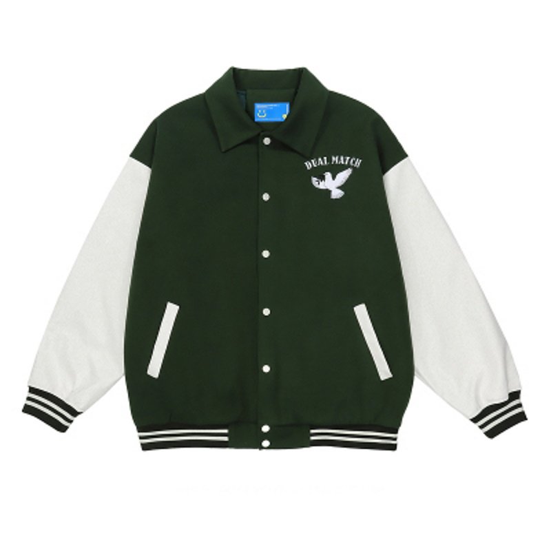 画像5: pigeon embroidery embroidery baseball uniform jacket blouson ユニセッ クス男女兼用ピジョン鳩刺繍ジャケットスタジアムジャンパー スタジャン ジャケットブルゾン (5)