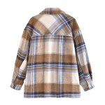 画像4:  contrast plaid shirtJacket coat blouse shirt   チェックラペルシャツ ジャケット ブルゾン (4)