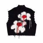 画像4: French retro style flower vest sweater　フレンチフラワーフリンジベストセーター  ニット (4)