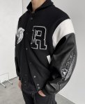 画像6: tiger head embroidery embroidery baseball uniform jacket blouson　ユニセッ クス男女兼用タイガー ヘッド刺繍ジャケットスタジアムジャンパー スタジャン ジャケットブルゾンバイカージャケット (6)