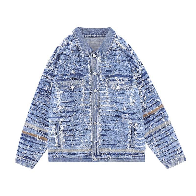 画像6: Heavy wash damage denim jacket G Jean blouson ユニセッ クス男女兼用ヘビーウォッシュダメージ デニムジャケット Gジャンブルゾン (6)