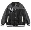 画像2: star button alphabet logo embroidery baseball uniform jacket blouson　ユニセッ クス男女兼用スター星ボタンアルファベットロゴ刺繍ジャケットスタジアムジャンパー スタジャン ジャケットブルゾンバイカージャケット (2)