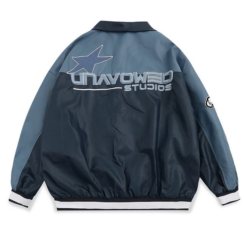 画像5: star button alphabet logo embroidery baseball uniform jacket blouson ユニセッ クス男女兼用スター星ボタンアルファベットロゴ刺繍ジャケットスタジアムジャンパー スタジャン ジャケットブルゾンバイカージャケット (5)