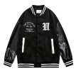 画像2: checkerboard embroidery baseball uniform jacket blouson　ユニセッ クス男女兼用チェッカーボード刺繍ジャケットスタジアムジャンパー スタジャン ジャケットブルゾンバイカージャケット (2)