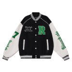 画像4: big flower embroidery baseball uniform jacket blouson　ユニセッ クス男女兼用ビッグフラワー刺繍ジャケットスタジアムジャンパー スタジャン ジャケットブルゾンバイカージャケット (4)