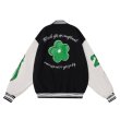 画像2: big flower embroidery baseball uniform jacket blouson　ユニセッ クス男女兼用ビッグフラワー刺繍ジャケットスタジアムジャンパー スタジャン ジャケットブルゾンバイカージャケット (2)