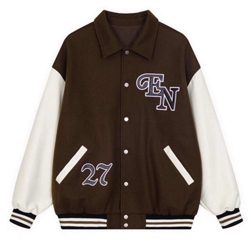 画像3: 27 logo embroidery baseball uniform jacket blouson ユニセッ クス男女兼用27ロアルファベット刺繍ジャケットスタジアムジャンパー スタジャン ジャケットブルゾンバイカージャケット (3)
