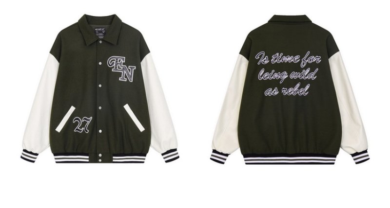 画像5: 27 logo embroidery baseball uniform jacket blouson ユニセッ クス男女兼用27ロアルファベット刺繍ジャケットスタジアムジャンパー スタジャン ジャケットブルゾンバイカージャケット (5)