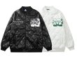 画像5: leather quilted flower circle logo embroidery baseball uniform jacket blouson　ユニセッ クス男女兼用レザーキルティングフラワーサークルロゴ刺繍ジャケットスタジアムジャンパー スタジャン ジャケットブルゾンバイカージャケット (5)